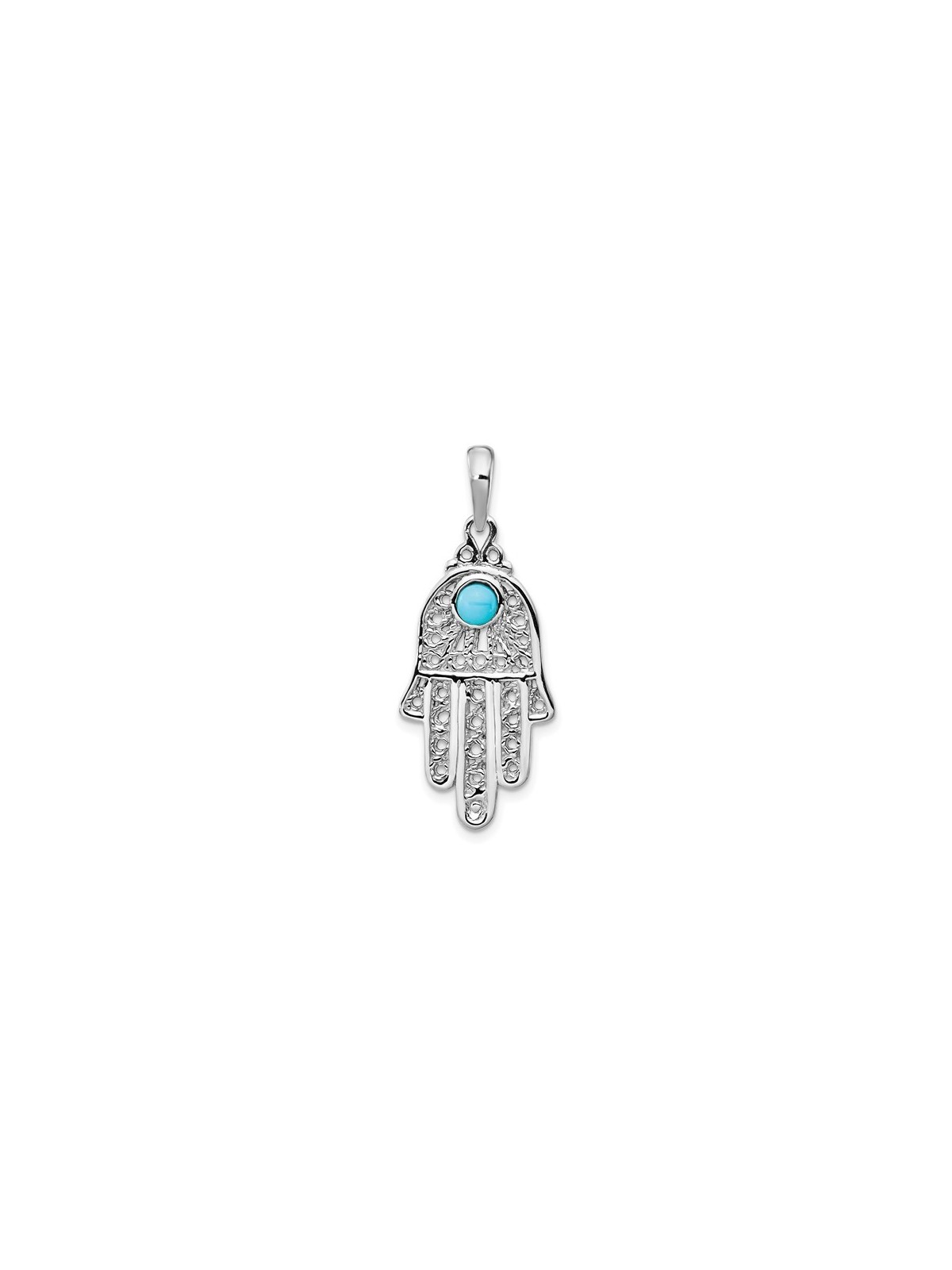 14k White Gold Turquoise Filigree Hamsa Pendant | Jewelry | Judaica