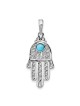 14k White Gold Turquoise Filigree Hamsa Pendant | Jewelry | Judaica