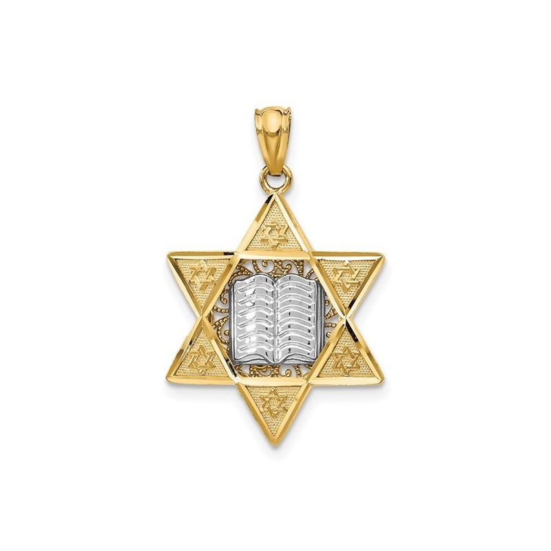 14k Two-Tone Gold Embellished Star of David Pendan | Jewelry | Judaica