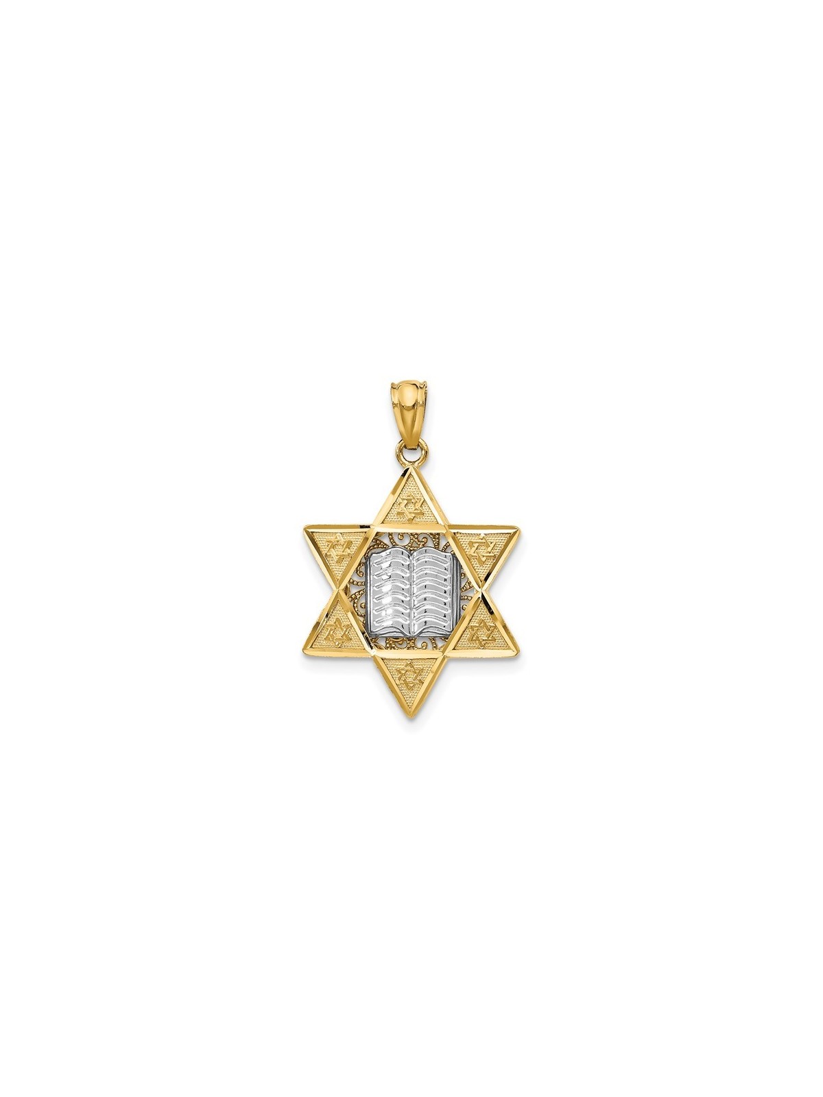 14k Two-Tone Gold Embellished Star of David Pendan | Jewelry | Judaica