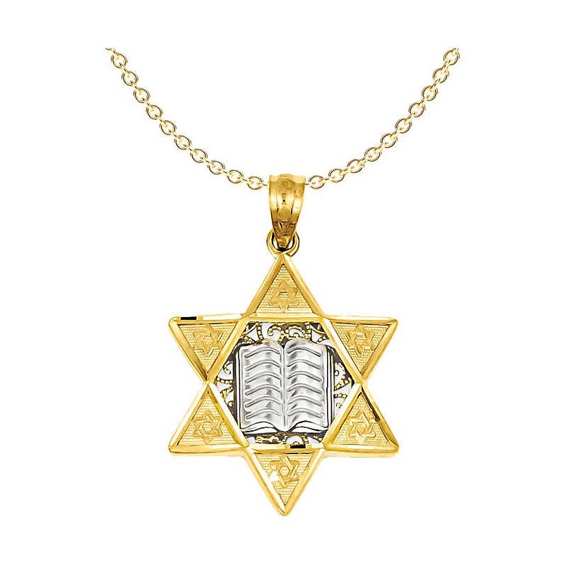 14k Two-Tone Gold Embellished Star of David Pendan | Jewelry | Judaica