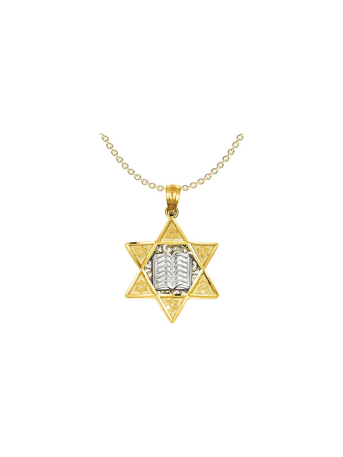 14k Two-Tone Gold Embellished Star of David Pendan | Jewelry | Judaica