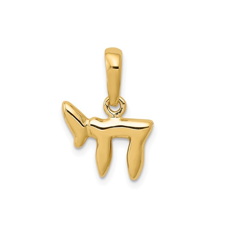 14k Yellow Gold Elegant Chai Pendant | Jewelry | Judaica