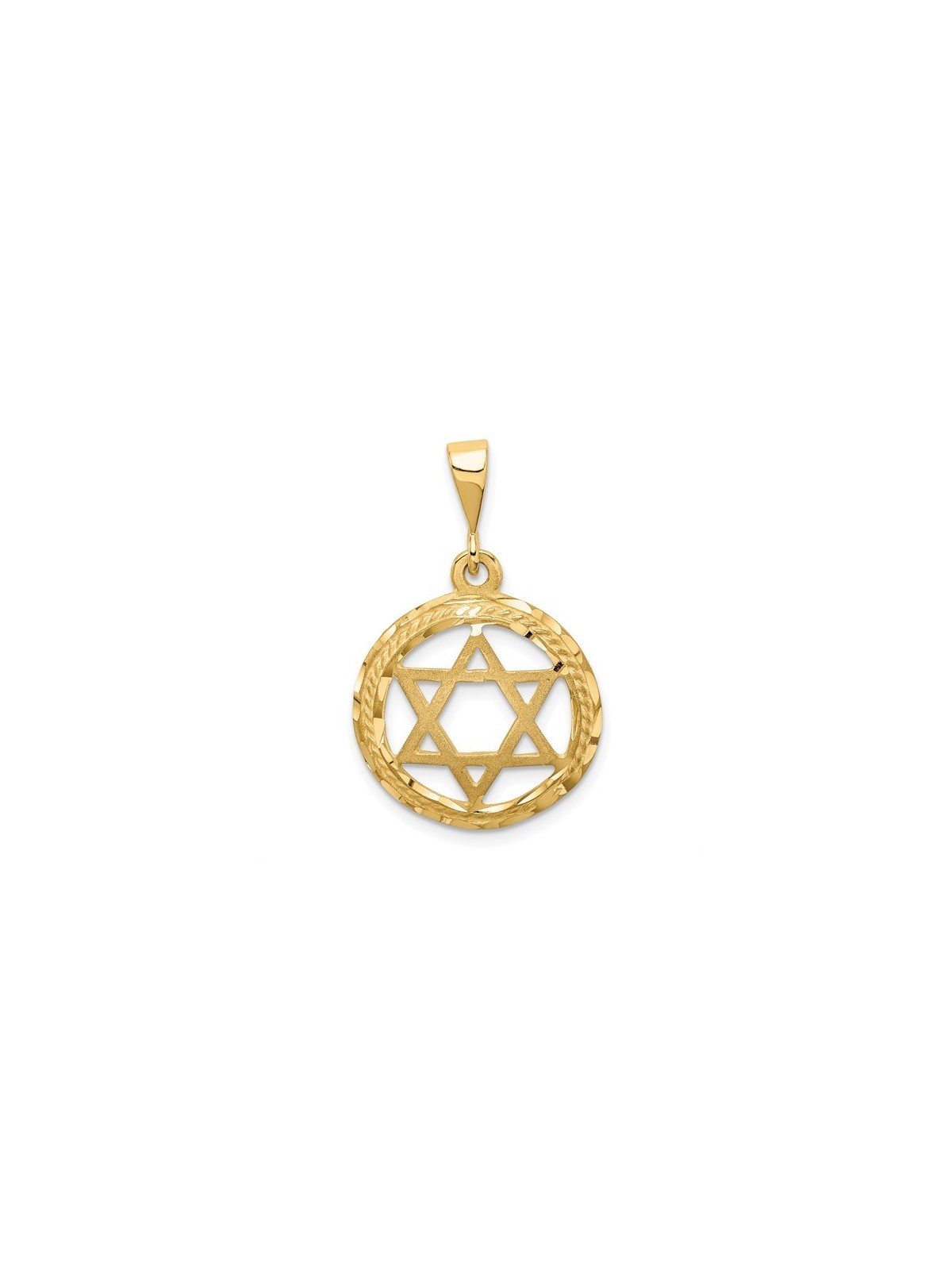 14k Yellow Gold Textured Star of David Circle Pend | Jewelry | Judaica