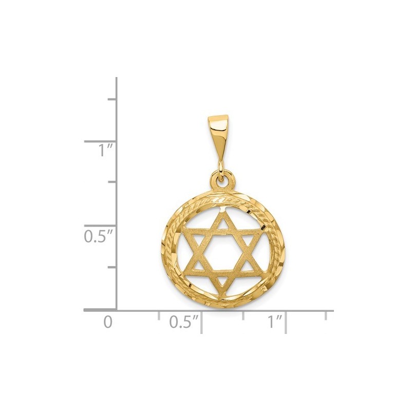14k Yellow Gold Textured Star of David Circle Pend | Jewelry | Judaica