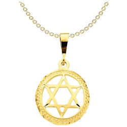 14k Yellow Gold Textured Star of David Circle Pend | Jewelry | Judaica