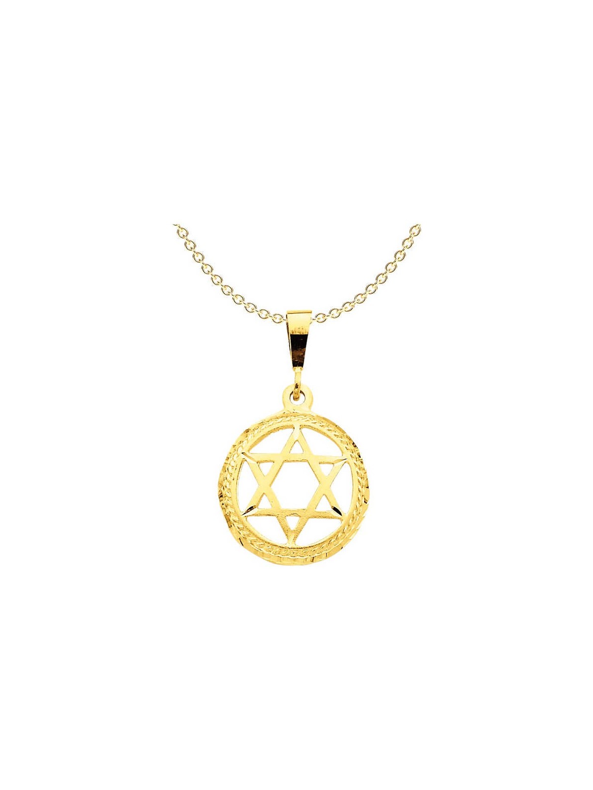 14k Yellow Gold Textured Star of David Circle Pend | Jewelry | Judaica