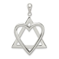 Sterling Silver Heart Star of David Pendant | Jewelry | Judaica