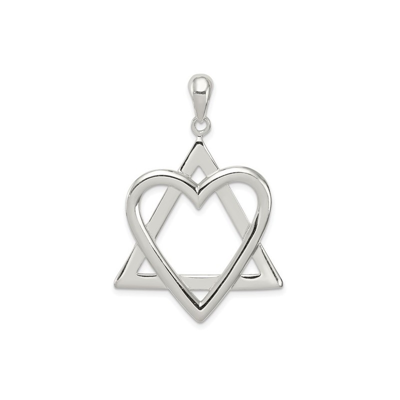 Sterling Silver Heart Star of David Pendant | Jewelry | Judaica