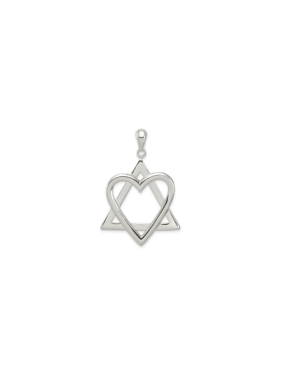 Sterling Silver Heart Star of David Pendant | Jewelry | Judaica