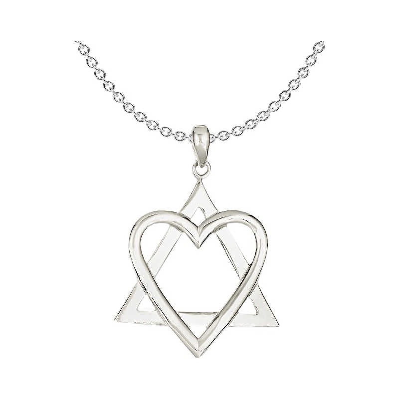 Sterling Silver Heart Star of David Pendant | Jewelry | Judaica