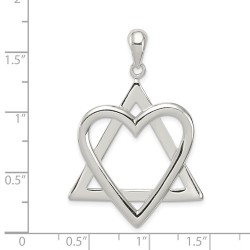 Sterling Silver Heart Star of David Pendant | Jewelry | Judaica