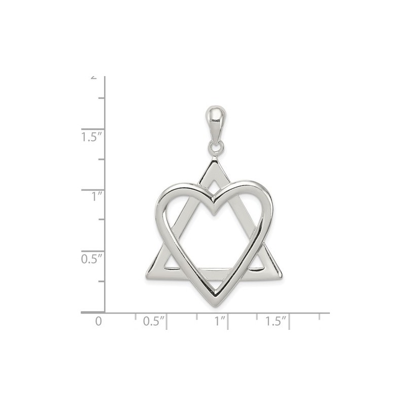 Sterling Silver Heart Star of David Pendant | Jewelry | Judaica