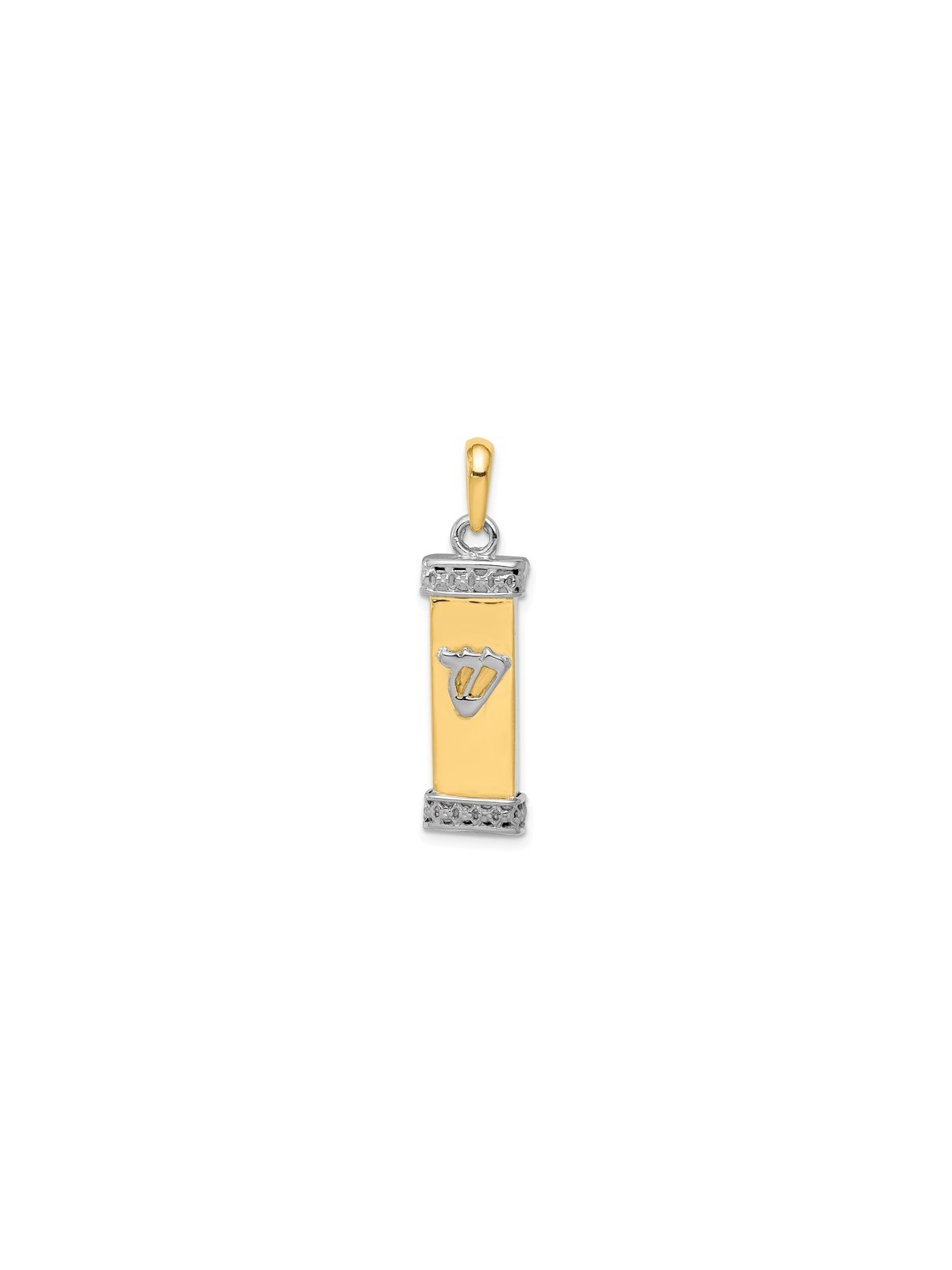 14k Two-Tone Gold Contemporary Mezuzah Pendant | Jewelry | Judaica
