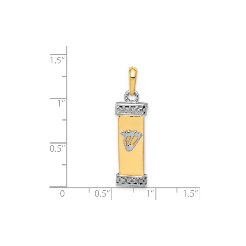 14k Two-Tone Gold Contemporary Mezuzah Pendant | Jewelry | Judaica