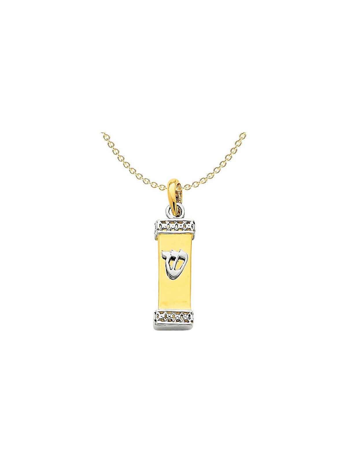 14k Two-Tone Gold Contemporary Mezuzah Pendant | Jewelry | Judaica