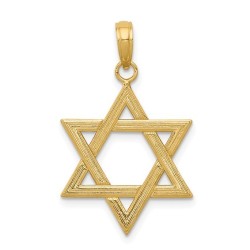 14k Polished Wood Grain Yellow Gold Chai Pendant | Jewelry | Judaica