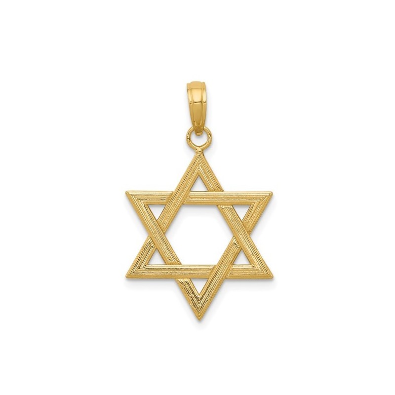 14k Polished Wood Grain Yellow Gold Chai Pendant | Jewelry | Judaica