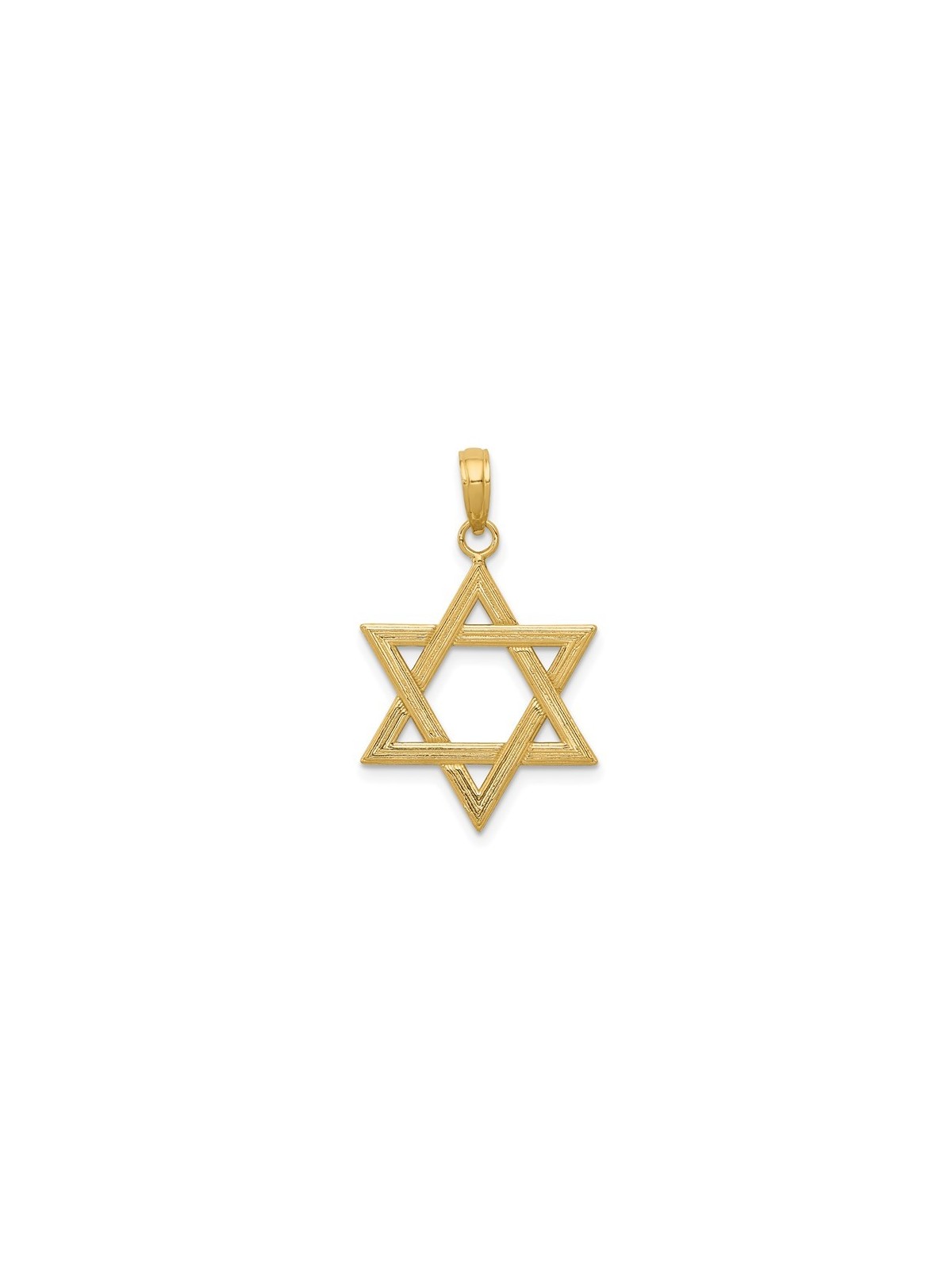 14k Polished Wood Grain Yellow Gold Chai Pendant | Jewelry | Judaica