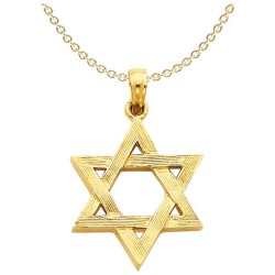 14k Polished Wood Grain Yellow Gold Chai Pendant | Jewelry | Judaica