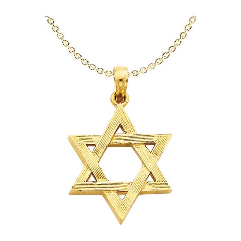 14k Polished Wood Grain Yellow Gold Chai Pendant | Jewelry | Judaica