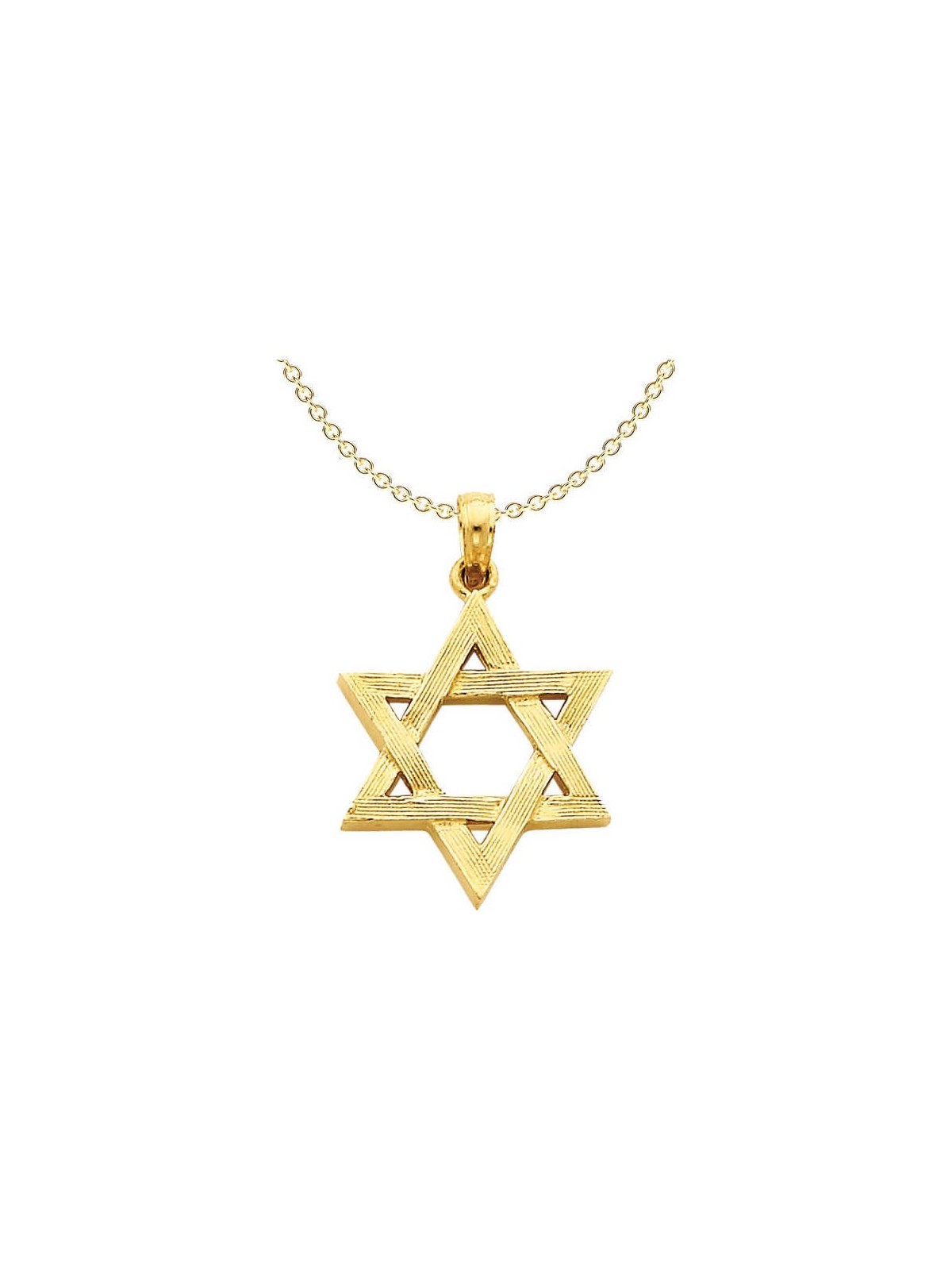 14k Polished Wood Grain Yellow Gold Chai Pendant | Jewelry | Judaica