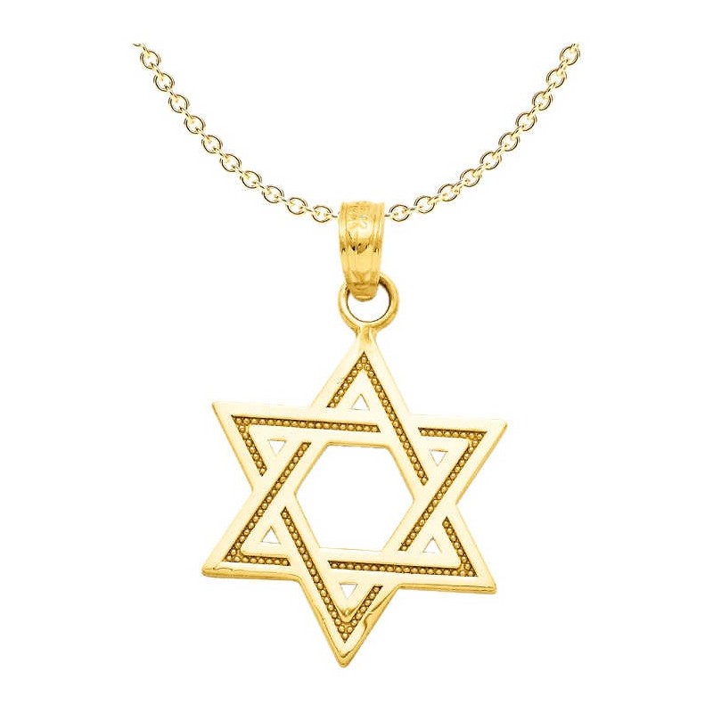 14k Yellow Gold Dotted Star of David Pendant | Jewelry | Judaica