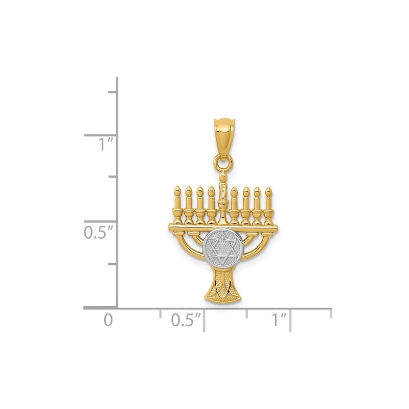 14k Yellow Gold With Rhodium Star of David Menorah | Jewelry | Judaica