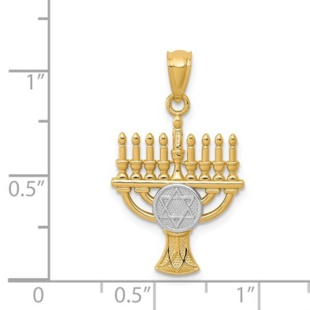 14k Yellow Gold With Rhodium Star of David Menorah | Jewelry | Judaica