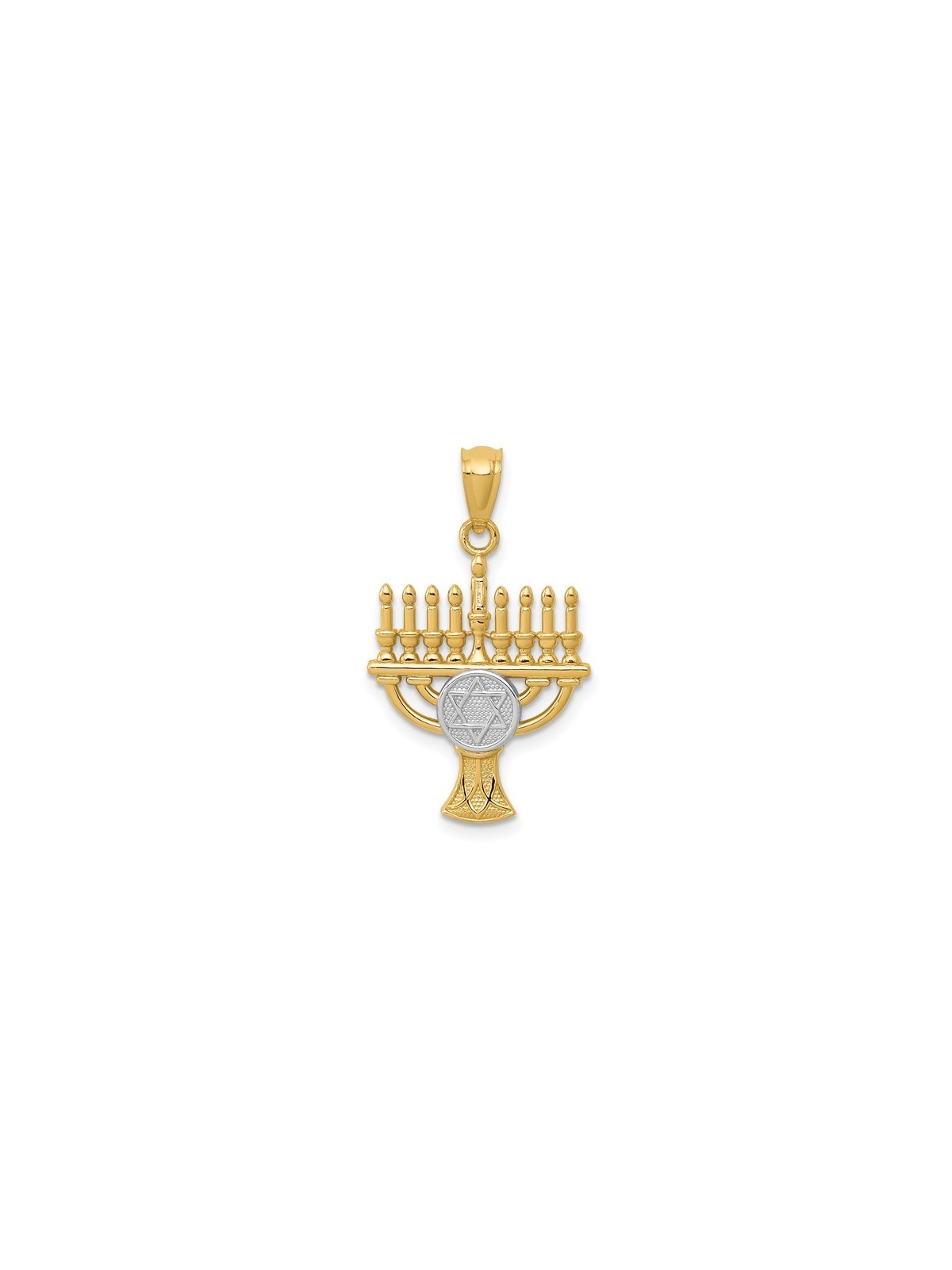 14k Yellow Gold With Rhodium Star of David Menorah | Jewelry | Judaica