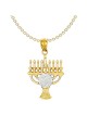 14k Yellow Gold With Rhodium Star of David Menorah | Jewelry | Judaica