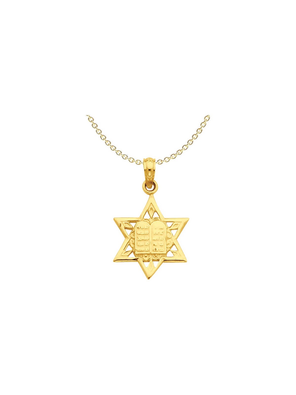 14k Yellow Gold Star of David with Tablets Pendant | Jewelry | Judaica