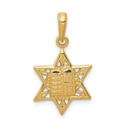 14k Yellow Gold Star of David with Tablets Pendant | Jewelry | Judaica