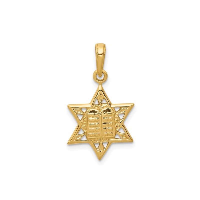 14k Yellow Gold Star of David with Tablets Pendant | Jewelry | Judaica
