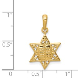 14k Yellow Gold Star of David with Tablets Pendant | Jewelry | Judaica