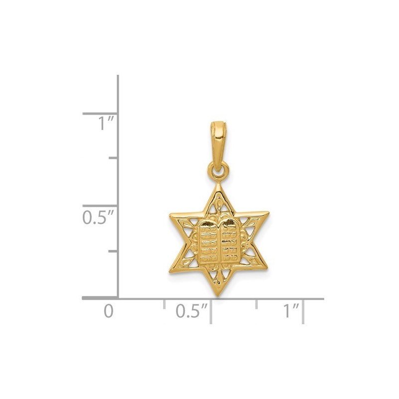 14k Yellow Gold Star of David with Tablets Pendant | Jewelry | Judaica