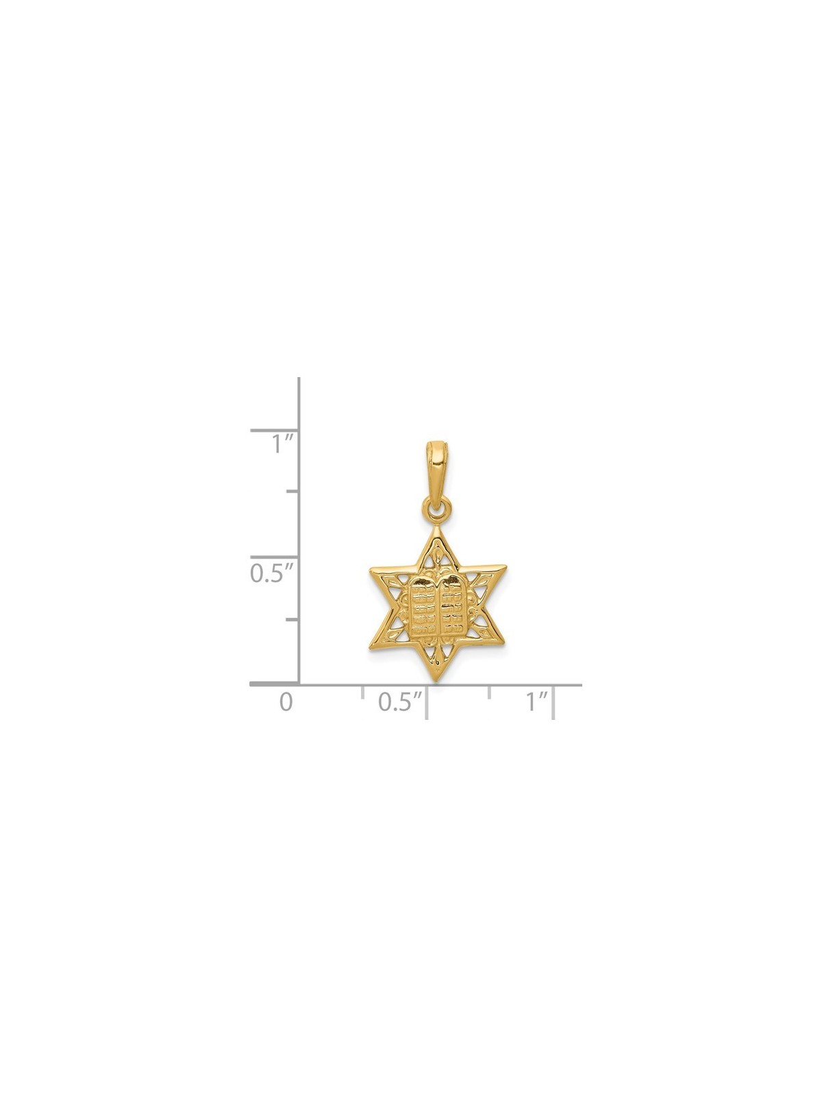 14k Yellow Gold Star of David with Tablets Pendant | Jewelry | Judaica