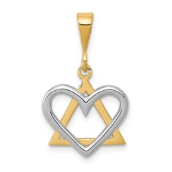 Small 14k Two-Tone Gold Heart Star of David Pendan | Jewelry | Judaica