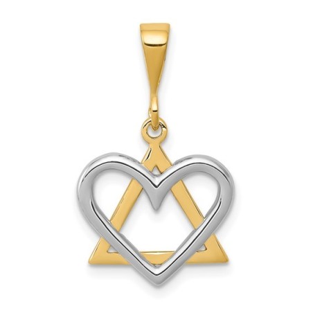 Small 14k Two-Tone Gold Heart Star of David Pendan | Jewelry | Judaica