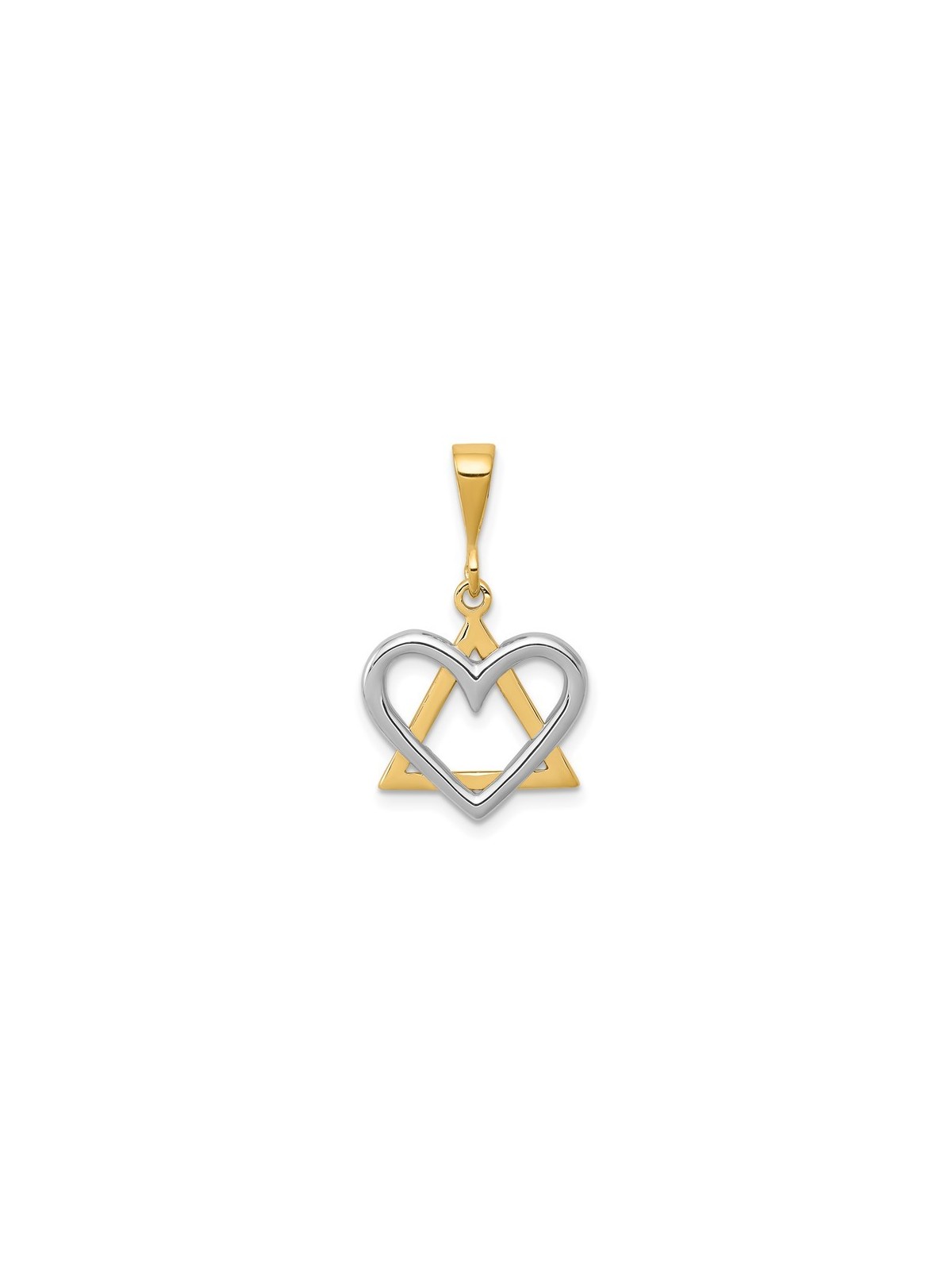 Small 14k Two-Tone Gold Heart Star of David Pendan | Jewelry | Judaica