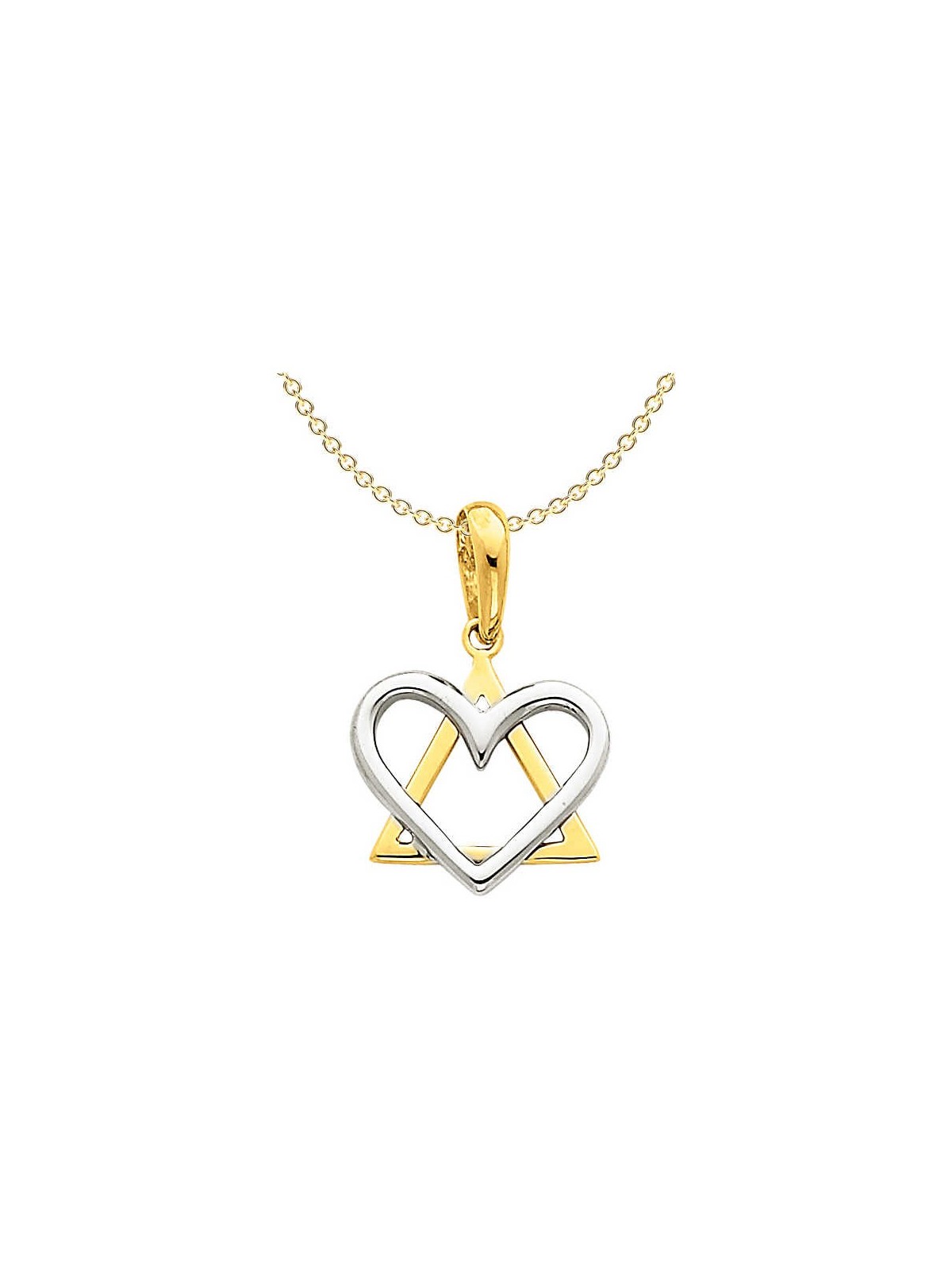 Small 14k Two-Tone Gold Heart Star of David Pendan | Jewelry | Judaica