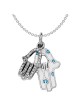 Sterling Silver Enamel CZ Double Hamsa pendant | Jewelry | Judaica