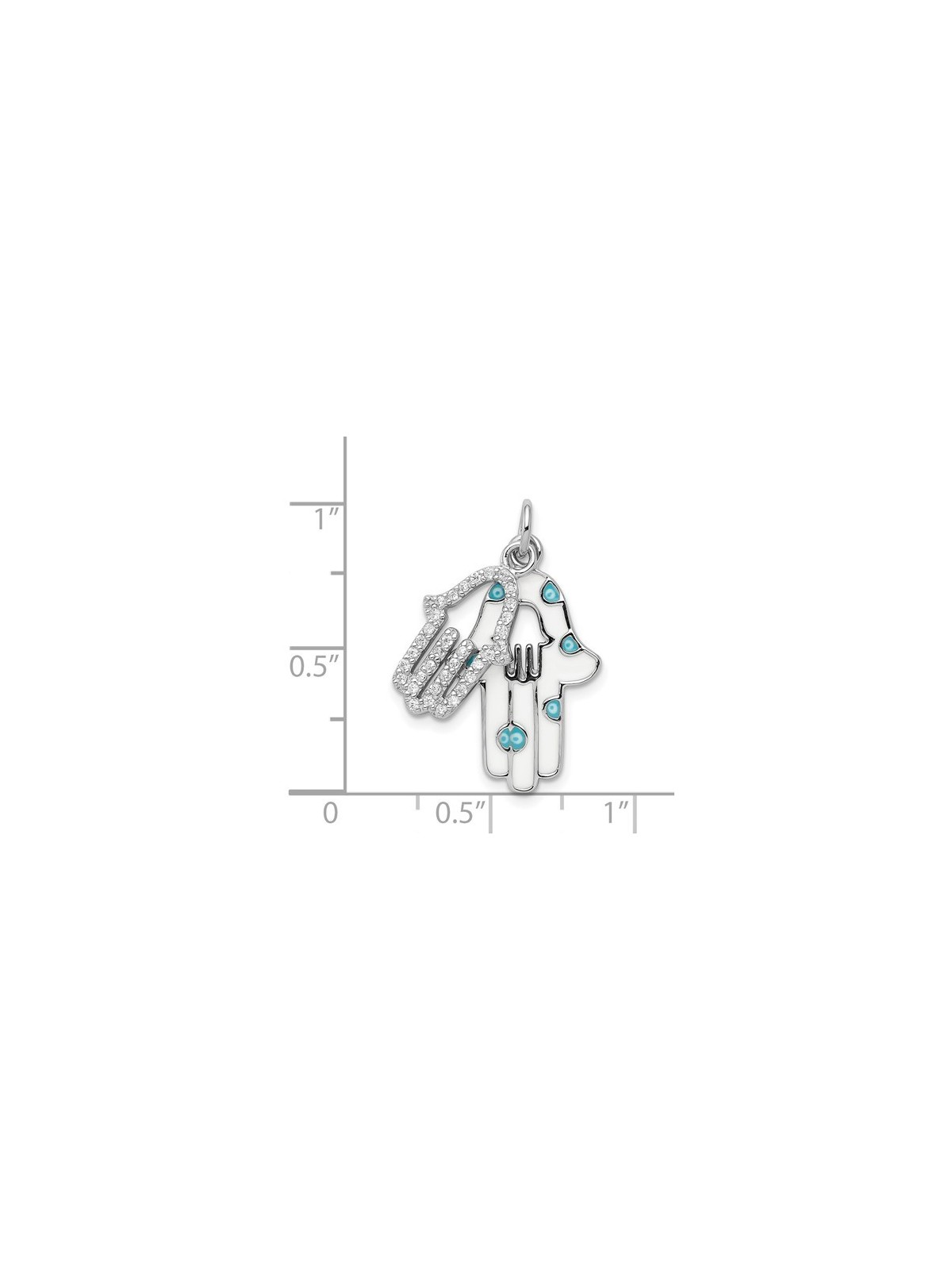 Sterling Silver Enamel CZ Double Hamsa pendant | Jewelry | Judaica