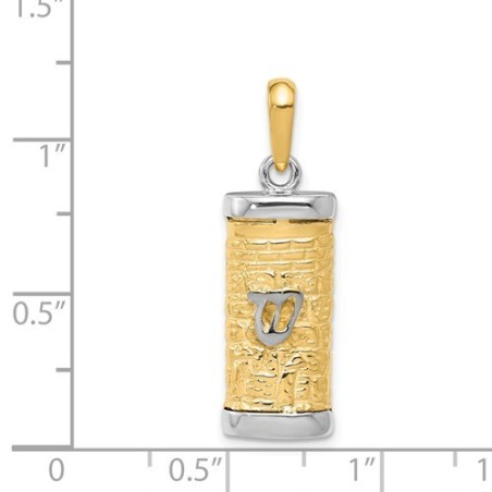 14k Two-Tone Gold Brick Mezuzah Pendant | Jewelry | Judaica