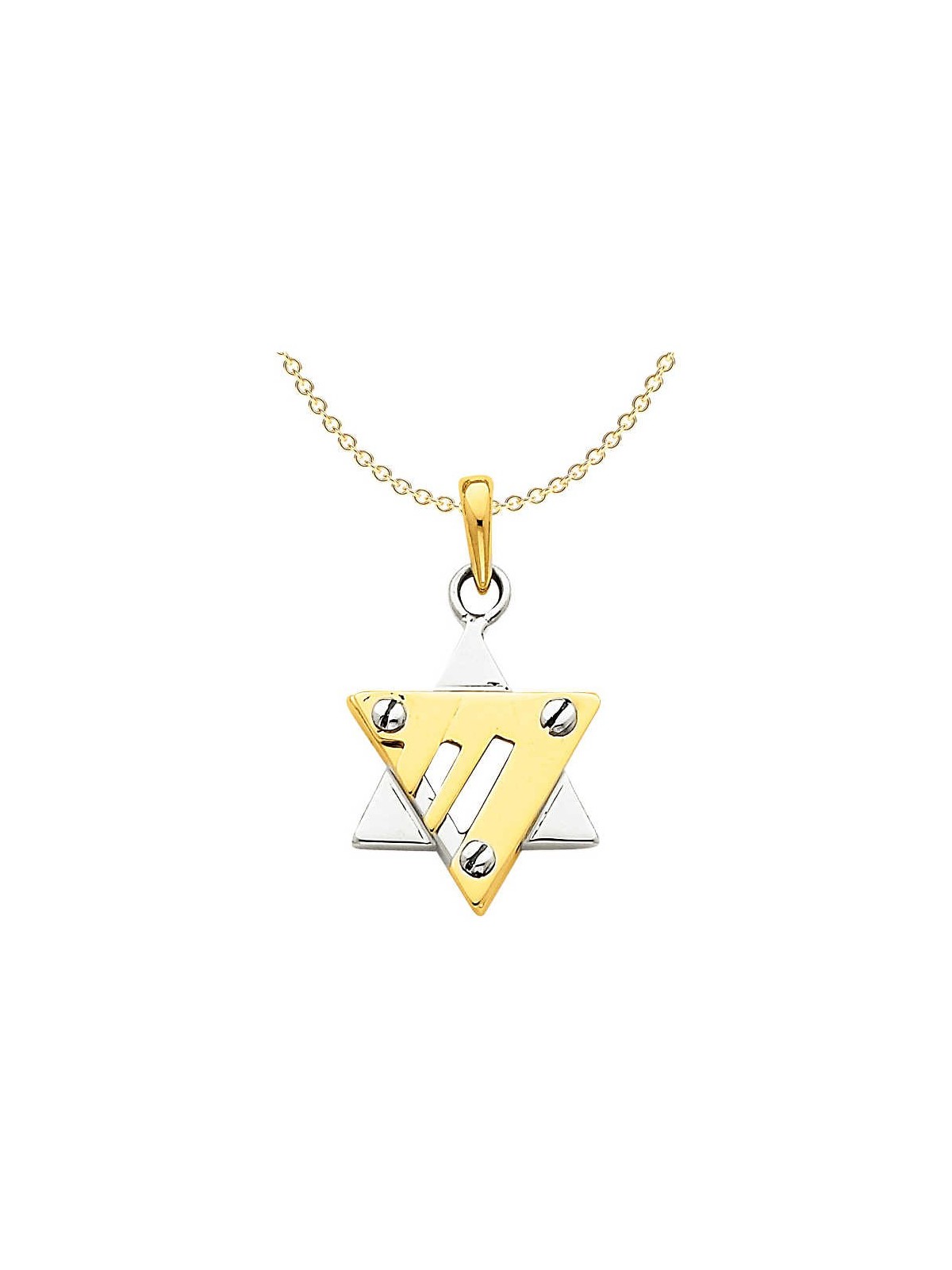 14k Two-Tone Gold Modern Chai Star of David Chai P | Jewelry | Judaica