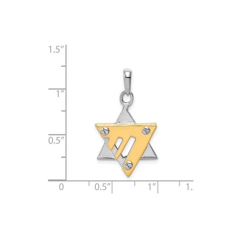 14k Two-Tone Gold Modern Chai Star of David Chai P | Jewelry | Judaica