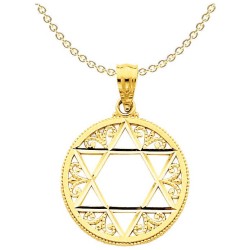 14k Yellow Gold Filigree Star of David Pendant | Jewelry | Judaica