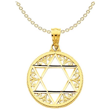 14k Yellow Gold Filigree Star of David Pendant | Jewelry | Judaica