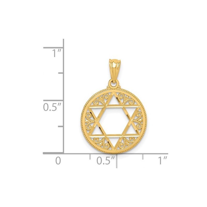 14k Yellow Gold Filigree Star of David Pendant | Jewelry | Judaica