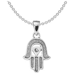 Sterling Silver Hamsa Glass Stone Pendant | Jewelry | Judaica